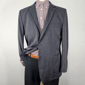 Modern English Men's Sport Coat Blazer Two Button Gray Polyester Blend Large